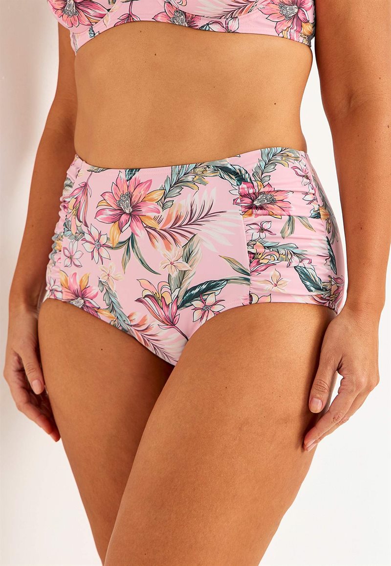 Blommönstrad bikinitrosa med hög midja Honolulu