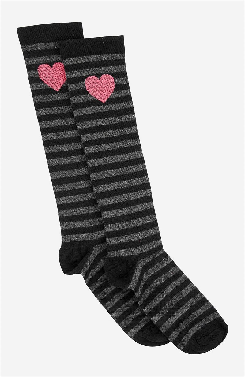Product Image for Randig stödstrumpa med ett hjärta Rebecka