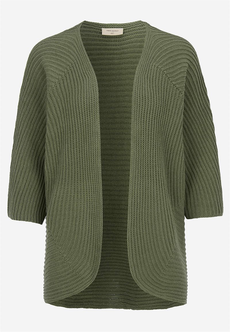 Stickad cardigan med trekvartsärm
