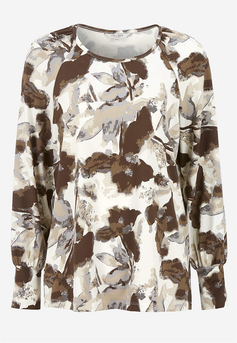 Product Image for Mönstrad trikåtopp med breda muddar