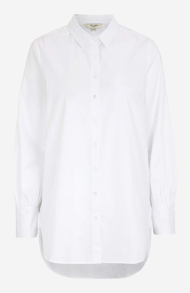 Långskjorta i bomullssatin Cora