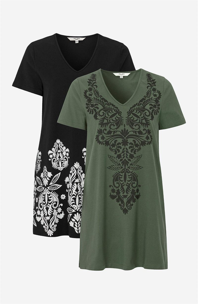 Kortärmad trikåtunika Bigitta 2-pack 26686