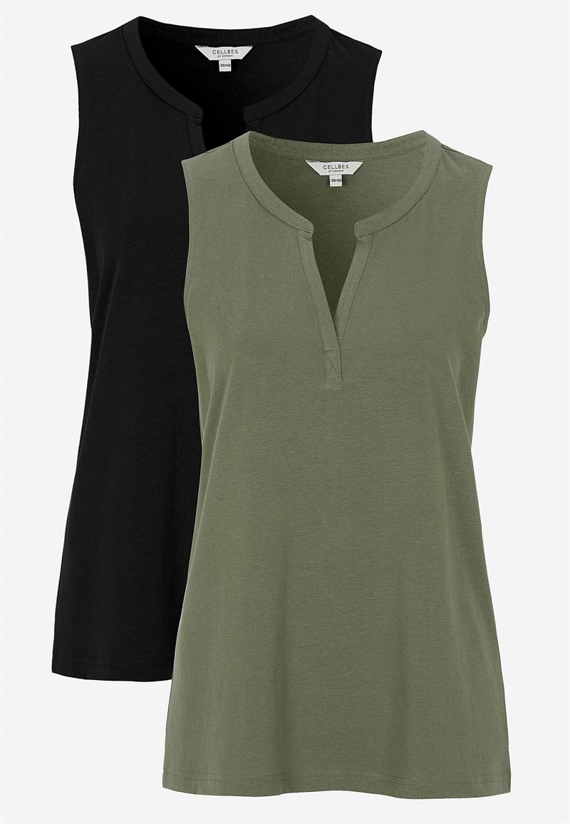 Ärmlös topp i ekologisk bomull Penny 2-pack 30661