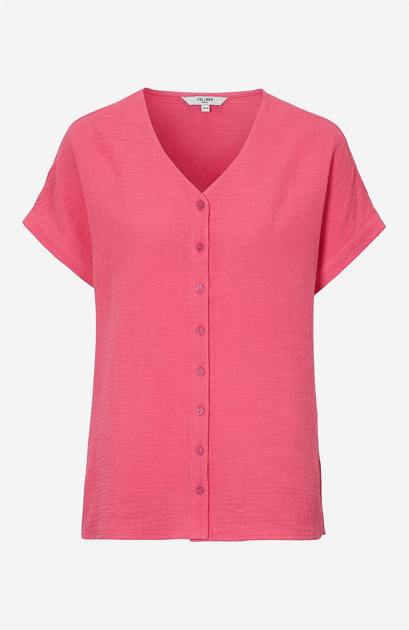 Genomknäppt blus i bomullsmuslin Matilde 26834