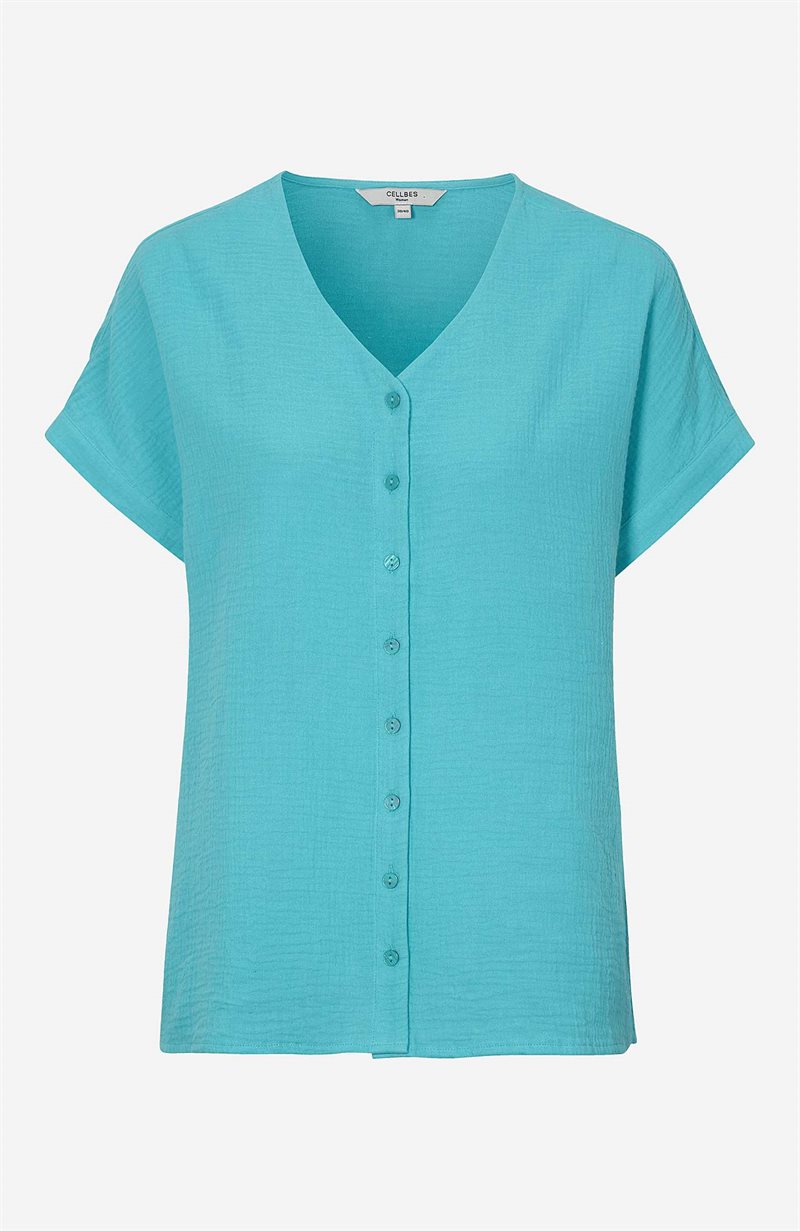 Genomknäppt blus i bomullsmuslin Matilde 26838