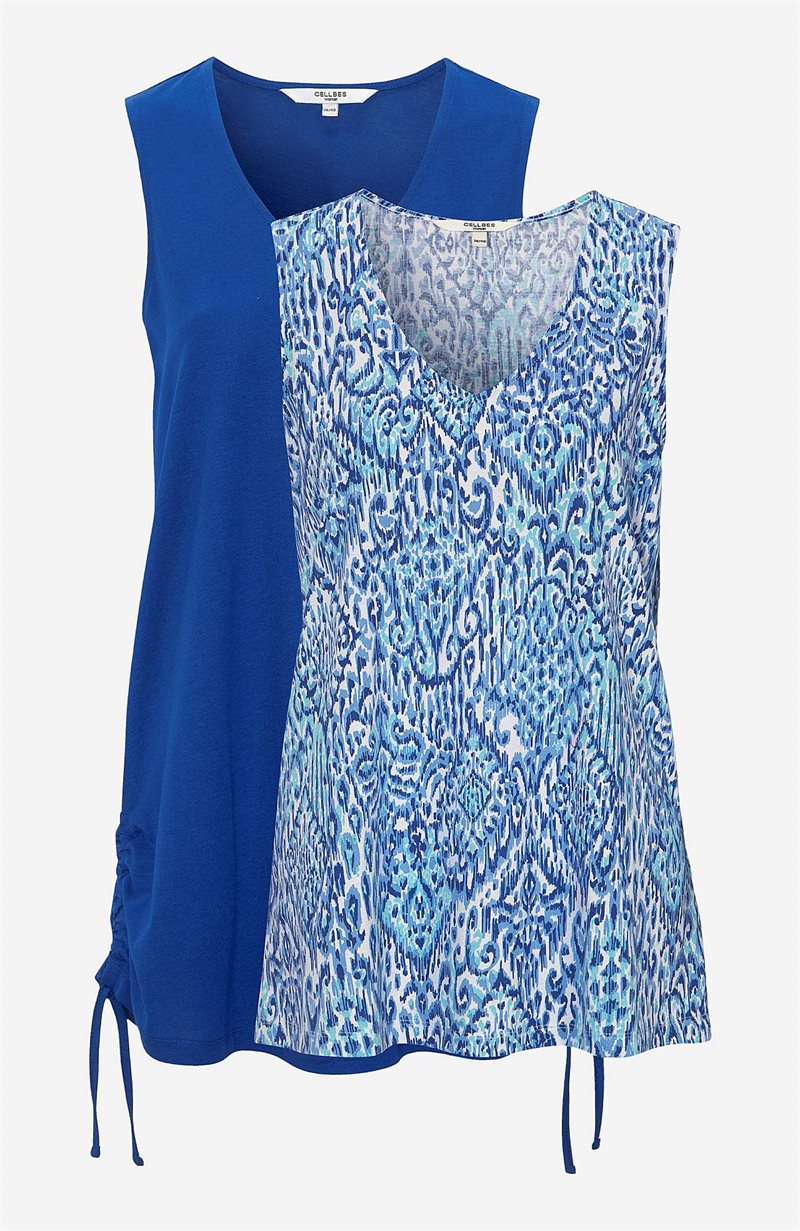 Ärmlösa trikåtoppar med två olika längder Nickola 2-pack 26939