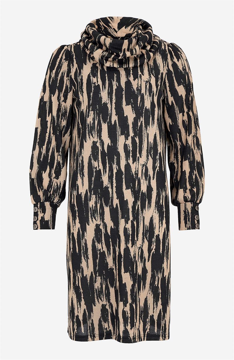 Mönstrad, knälång trikåklänning Sue