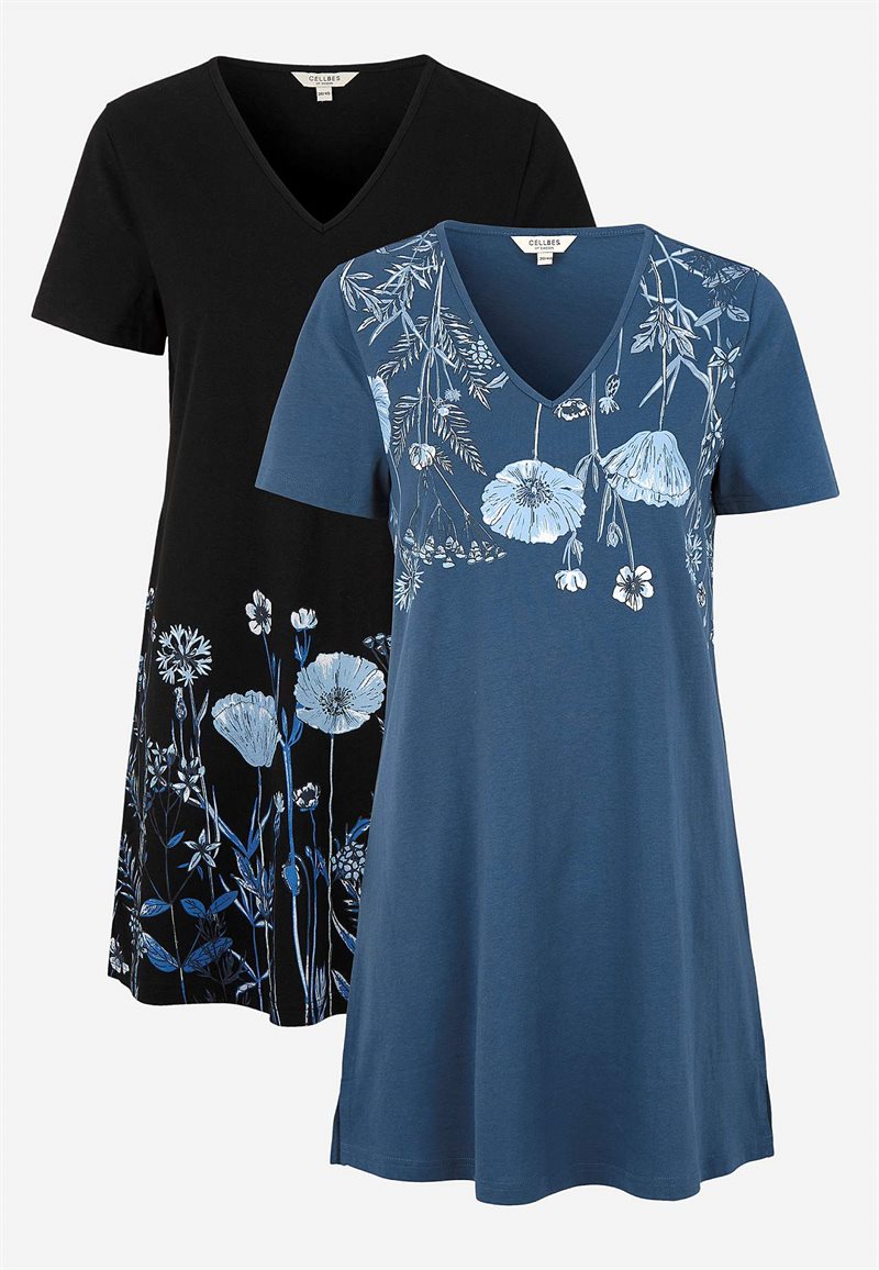 Mönstrade trikåtunikor Barbro 2-pack 30510