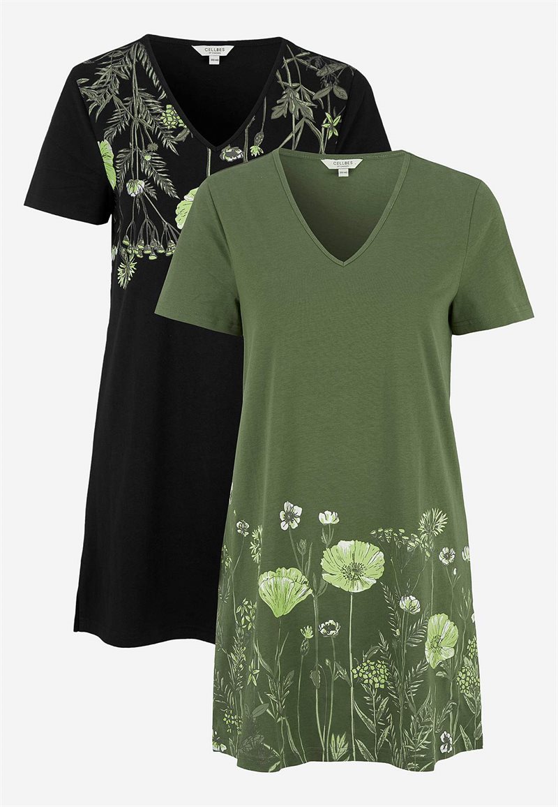 Mönstrade trikåtunikor Barbro 2-pack 30509