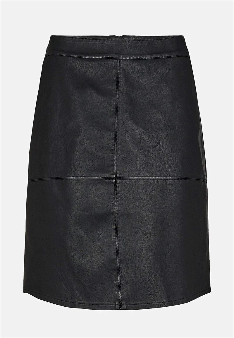 Kjol med fickor och skinnimitation