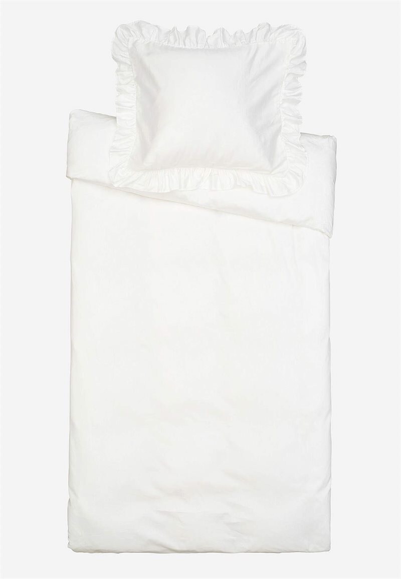 Påslakanset i satin med volanger Ekologisk bomull 34419