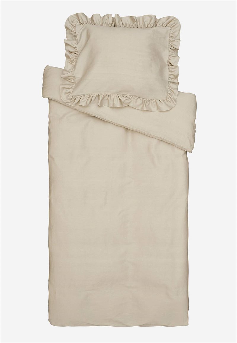 Påslakanset i satin med volanger Ekologisk bomull 34435