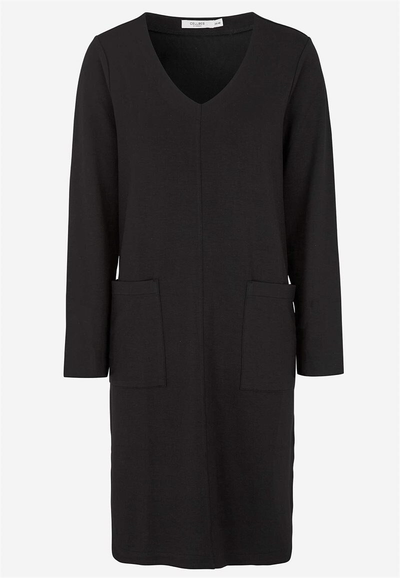 Supermjuk trikåklänning med fickor