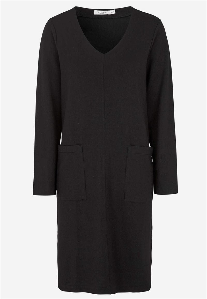 Supermjuk trikåklänning med fickor