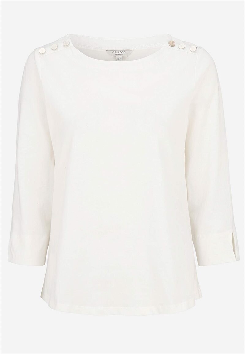 Trikåtopp med knappar 36408