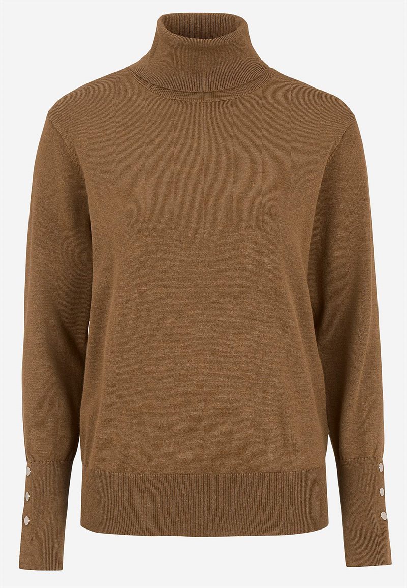 Finstickad polotröja med guldfärgade knappar 36579