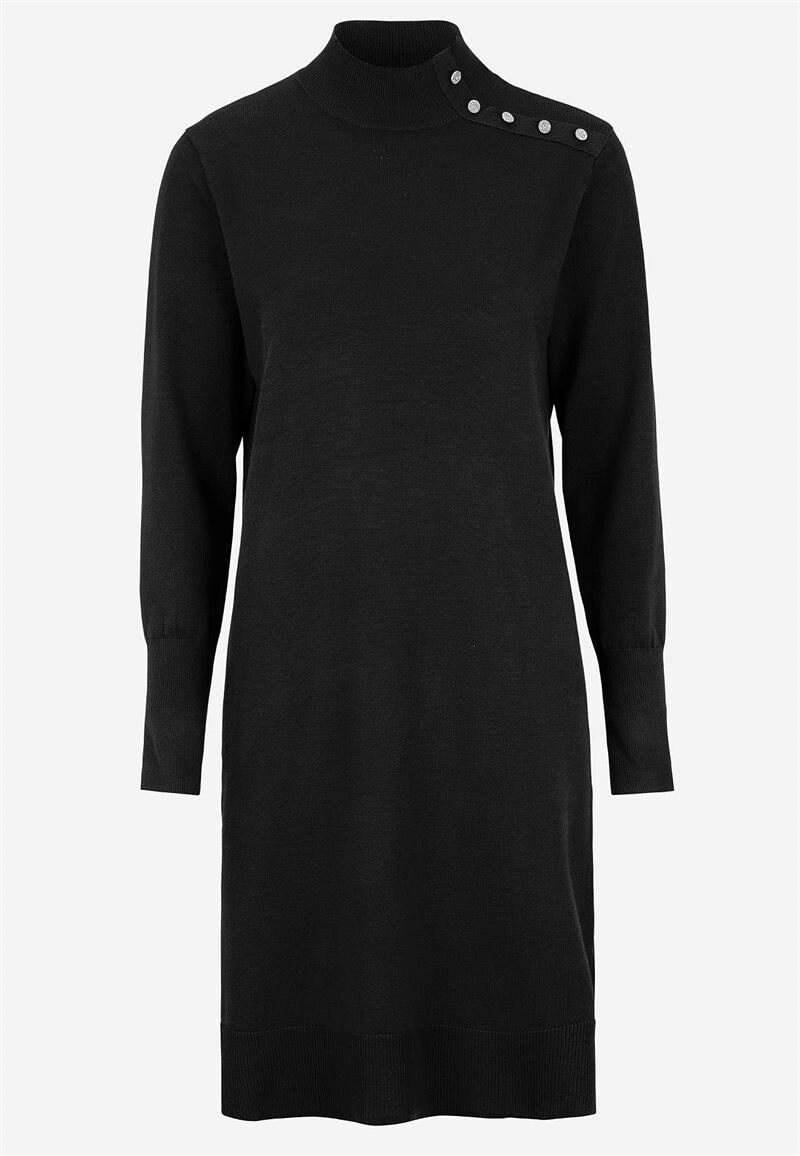 Finstickad klänning med strassknappar