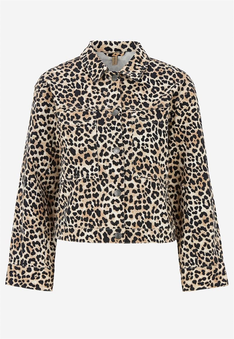 Leopardmönstrad jeansjacka