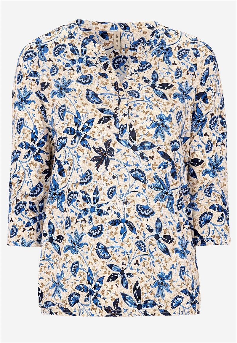 Produktfoto för Mönstrad trikåtopp med trekvartsärm