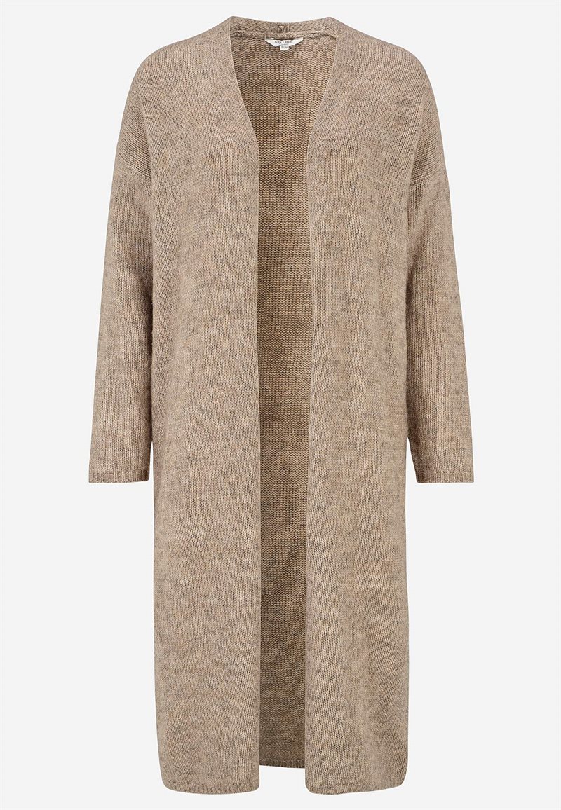 Stickad, lång cardigan
