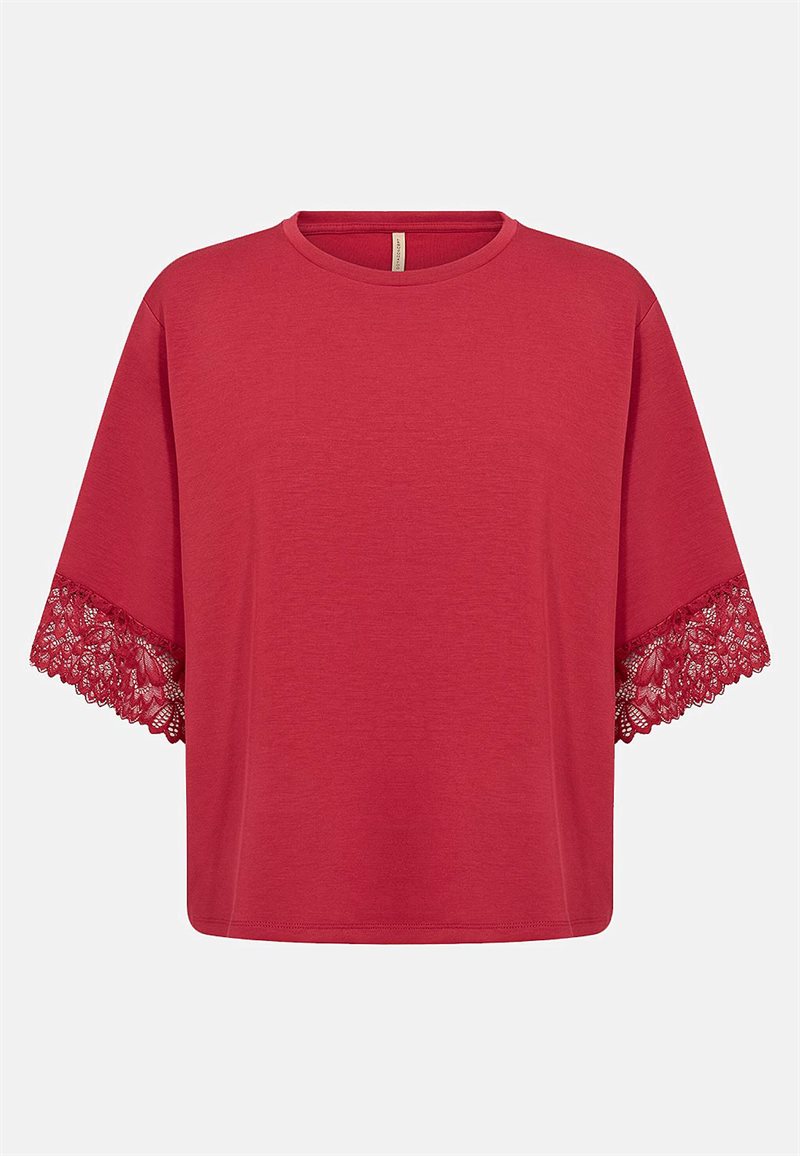 Supermjuk trikåtopp med spets