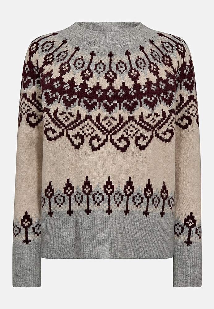 Stickad tröja med jacquardmönster