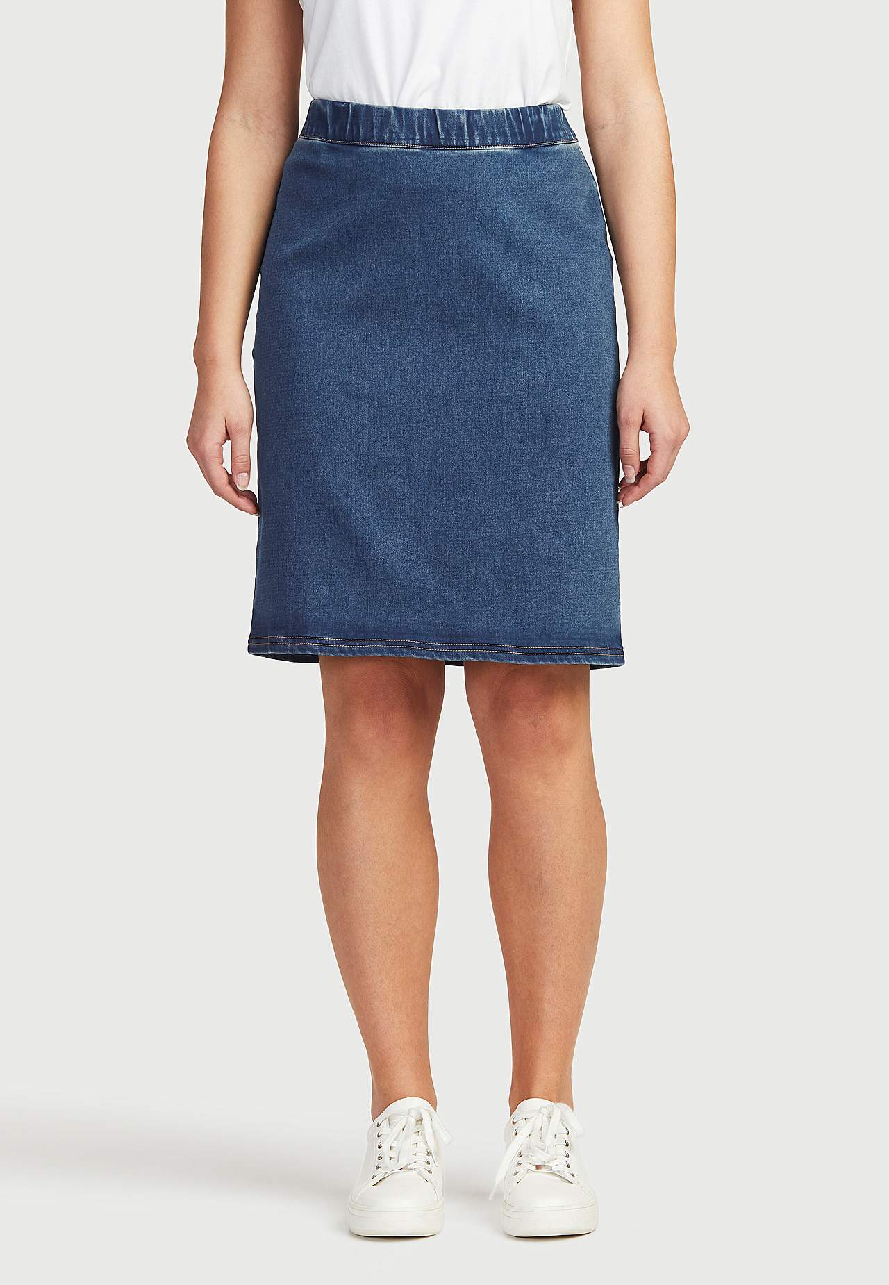 Denimkjol i mjuk trikå Olga