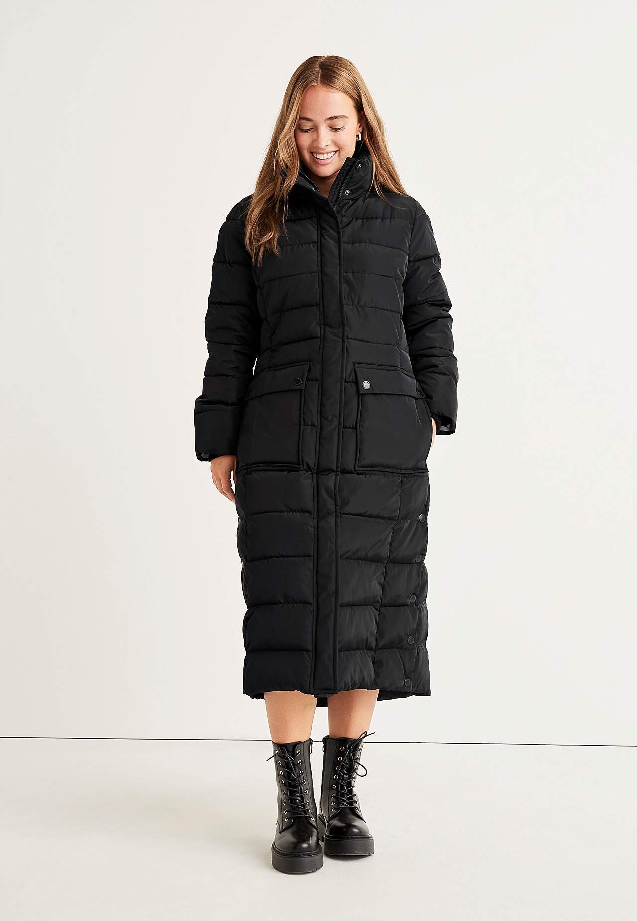 Dam Kappa Reversibel Lång Puffermantel Sherpa main image 0