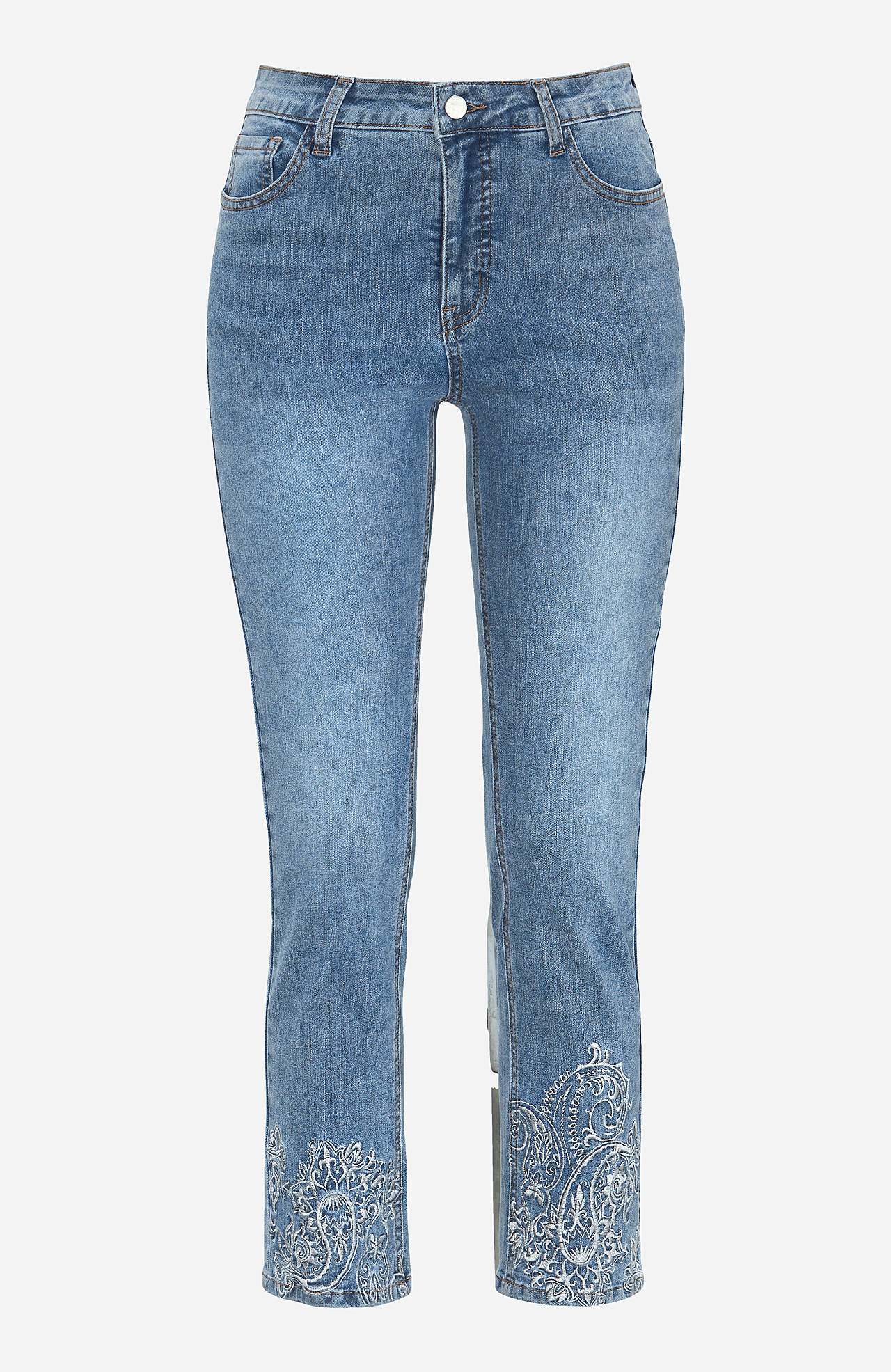 Ankeljeans med broderi Ally