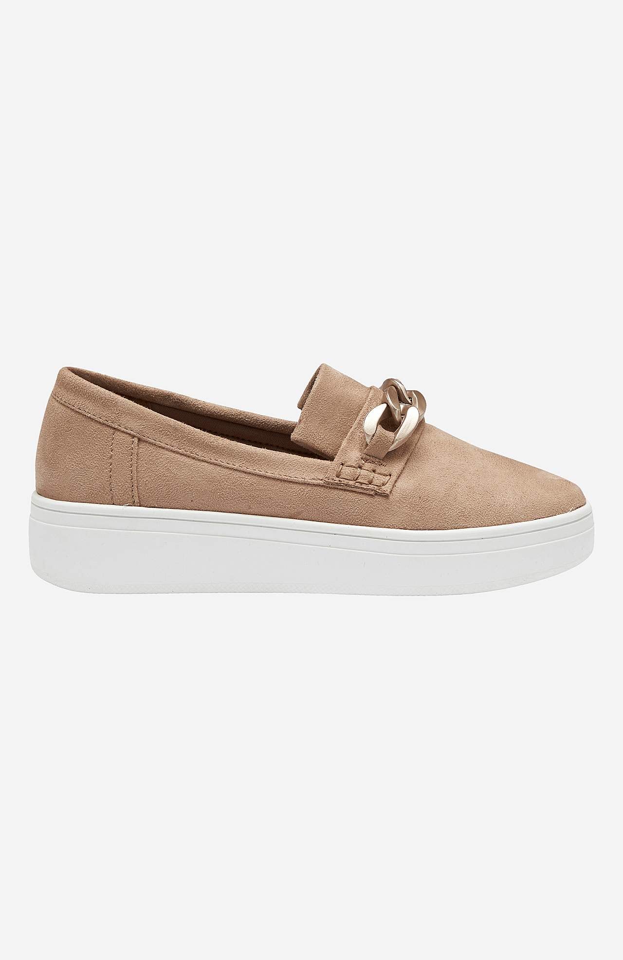 Slip-on loafer med matt guldkedja