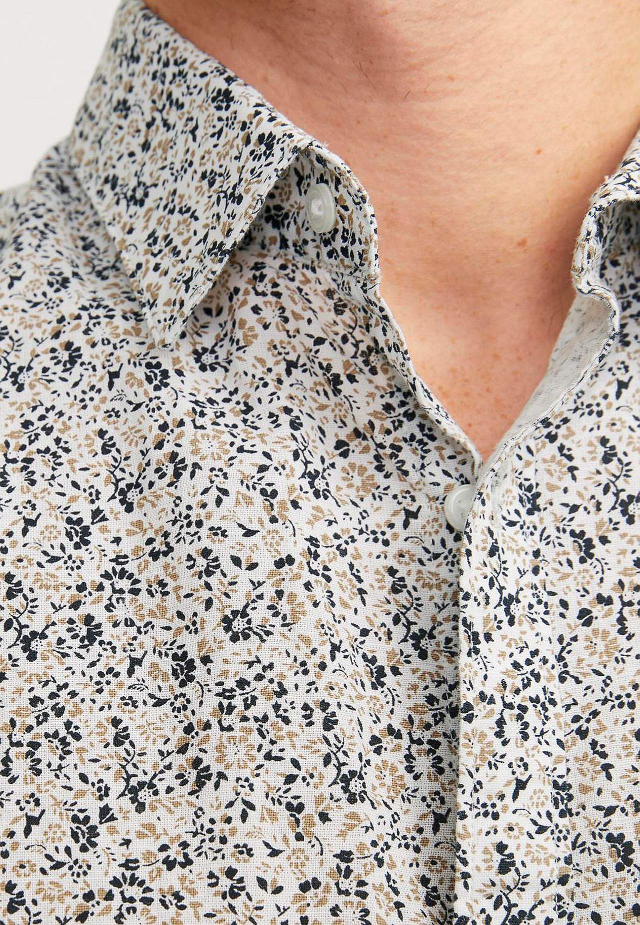 Mönstrad skjorta i bomulls- och linnemix