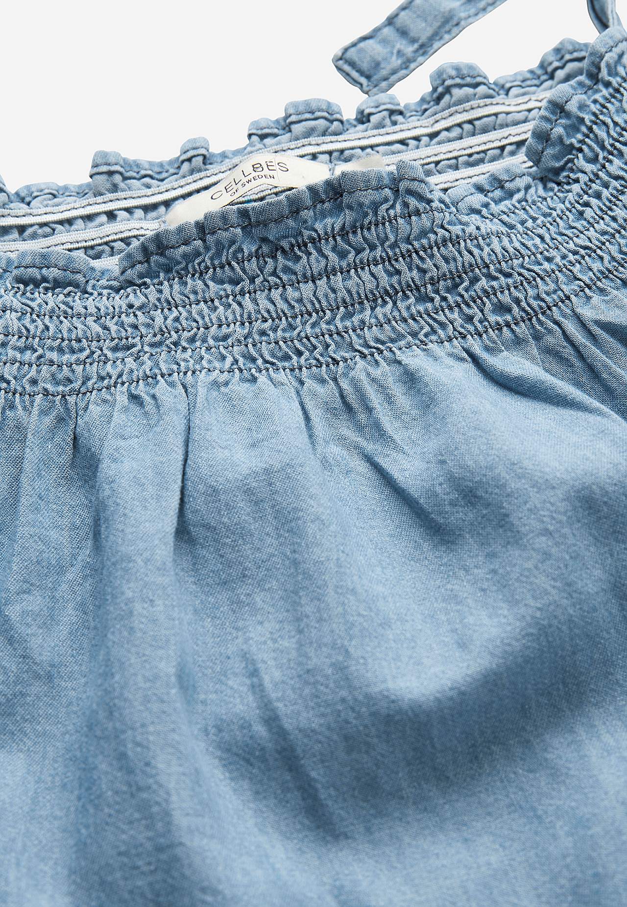 Mjuk jeansklänning med knytband