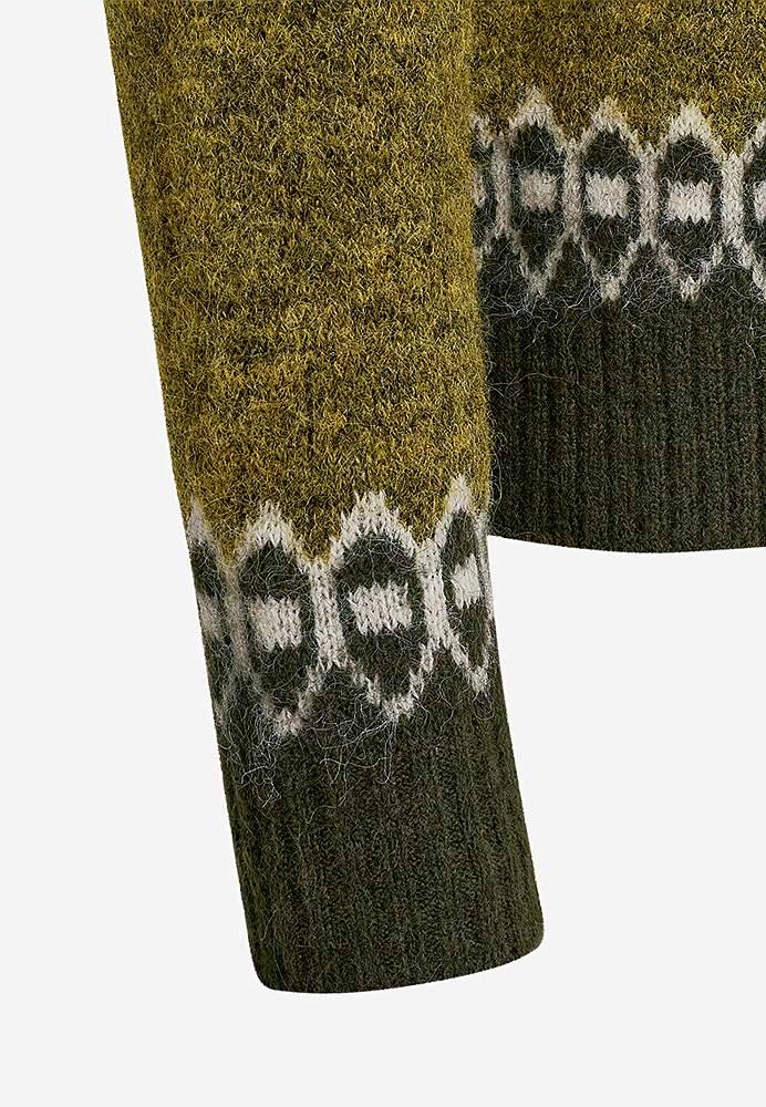 Stickad tröja med jacquardmönster