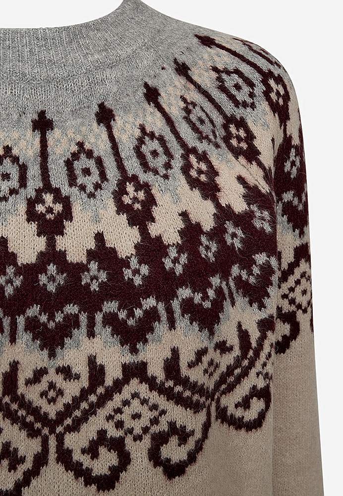 Stickad tröja med jacquardmönster