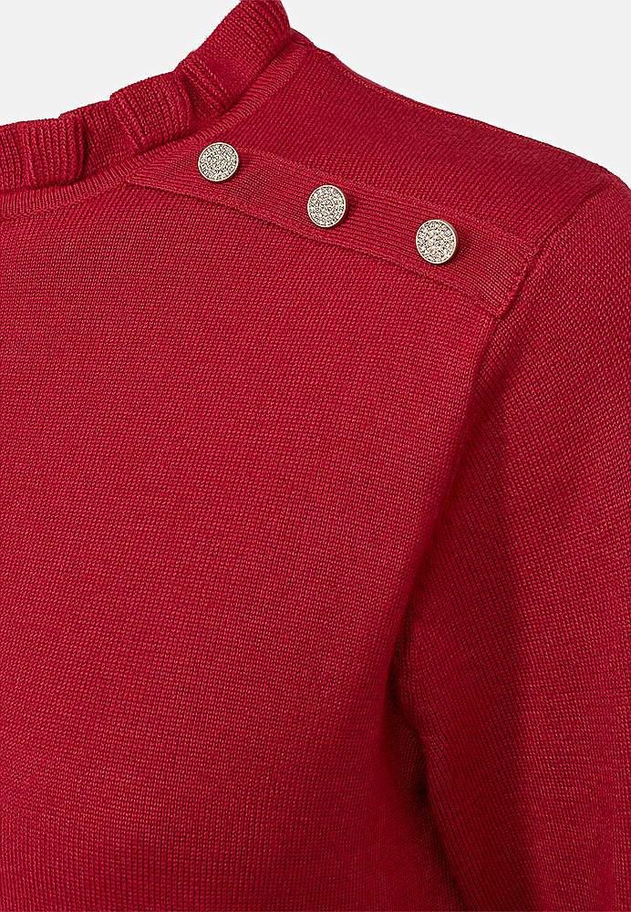 Finstickad klänning med knappar