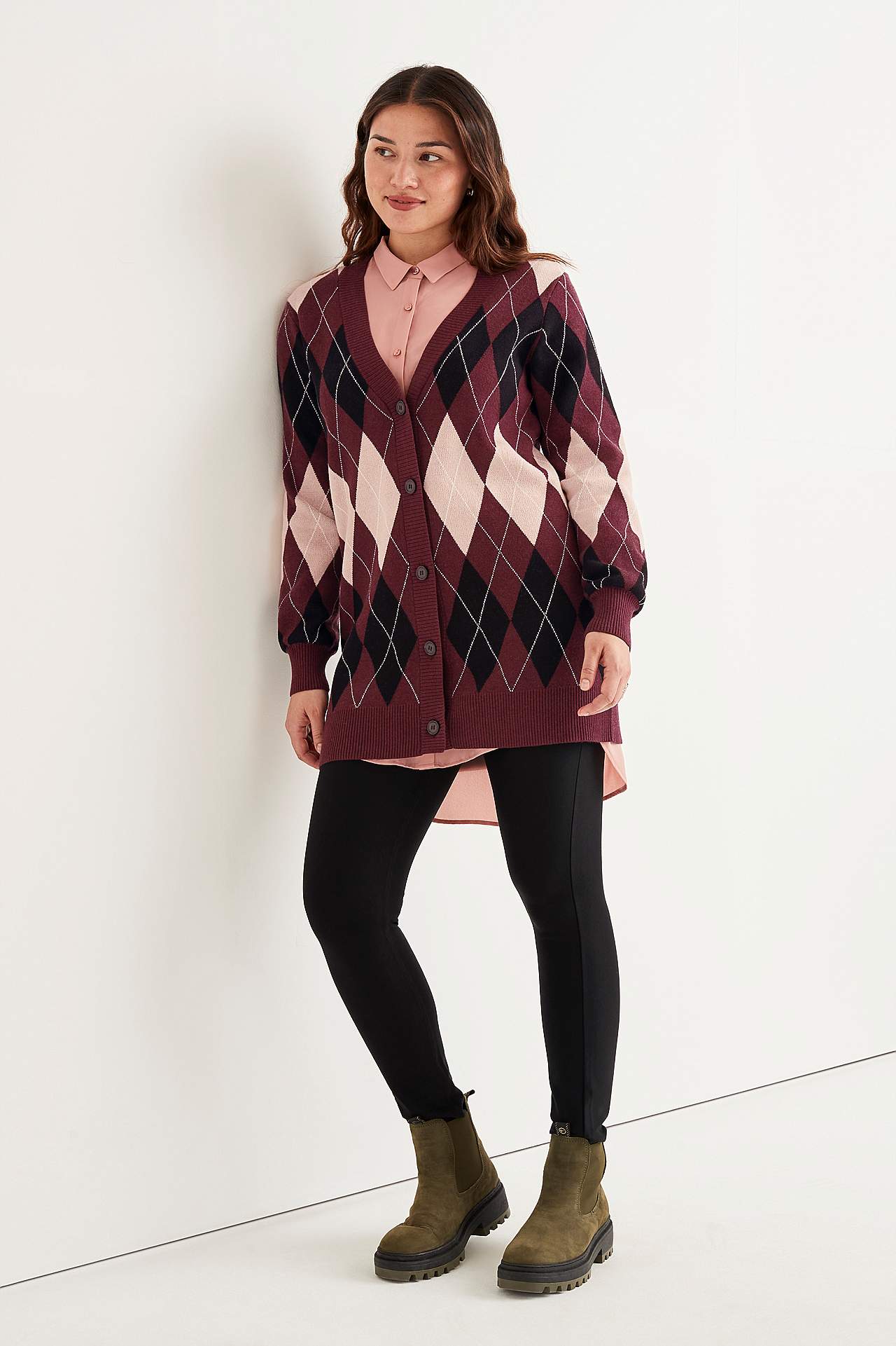 Mönsterstickad cardigan