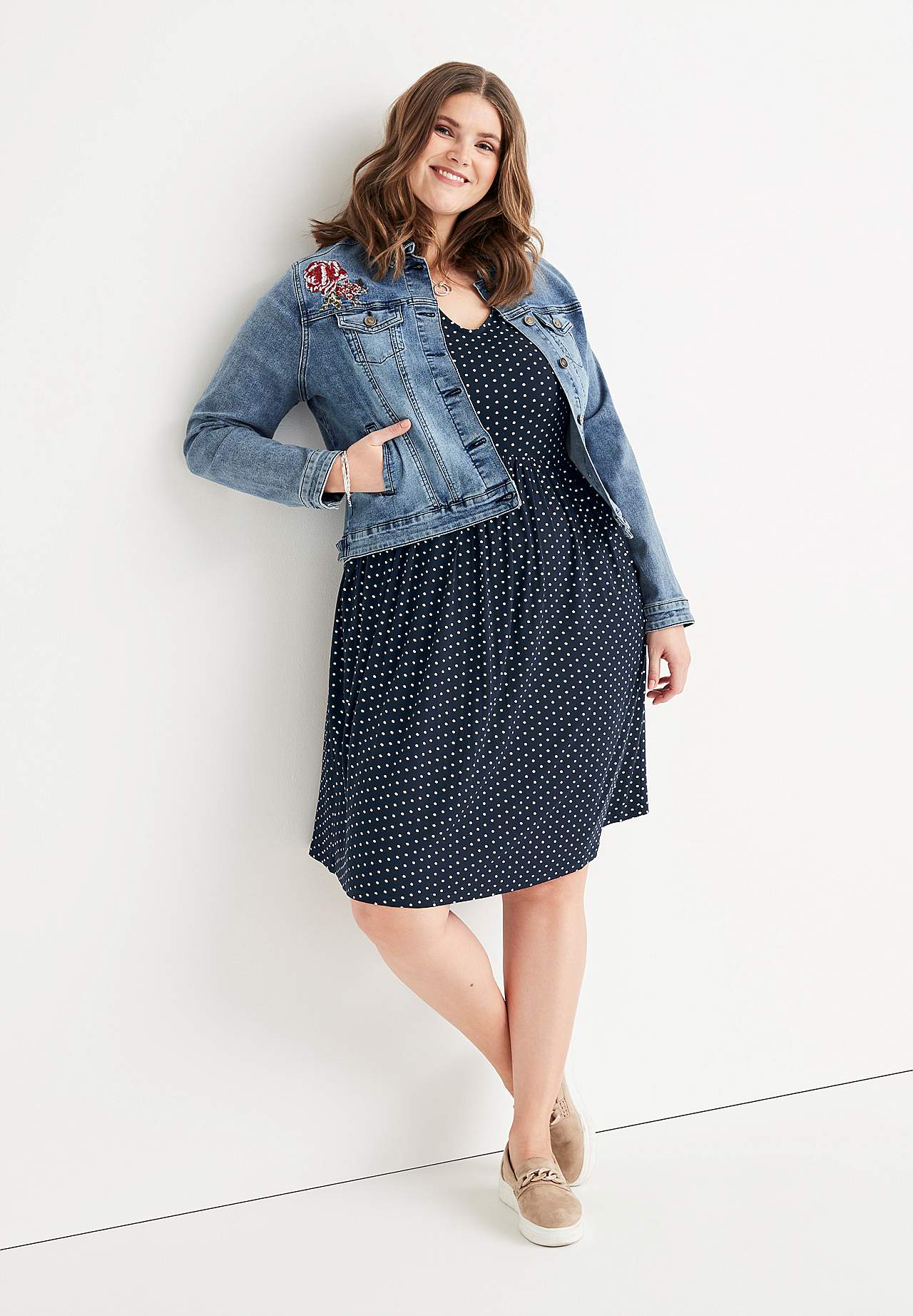 Mönstrad trikåklänning