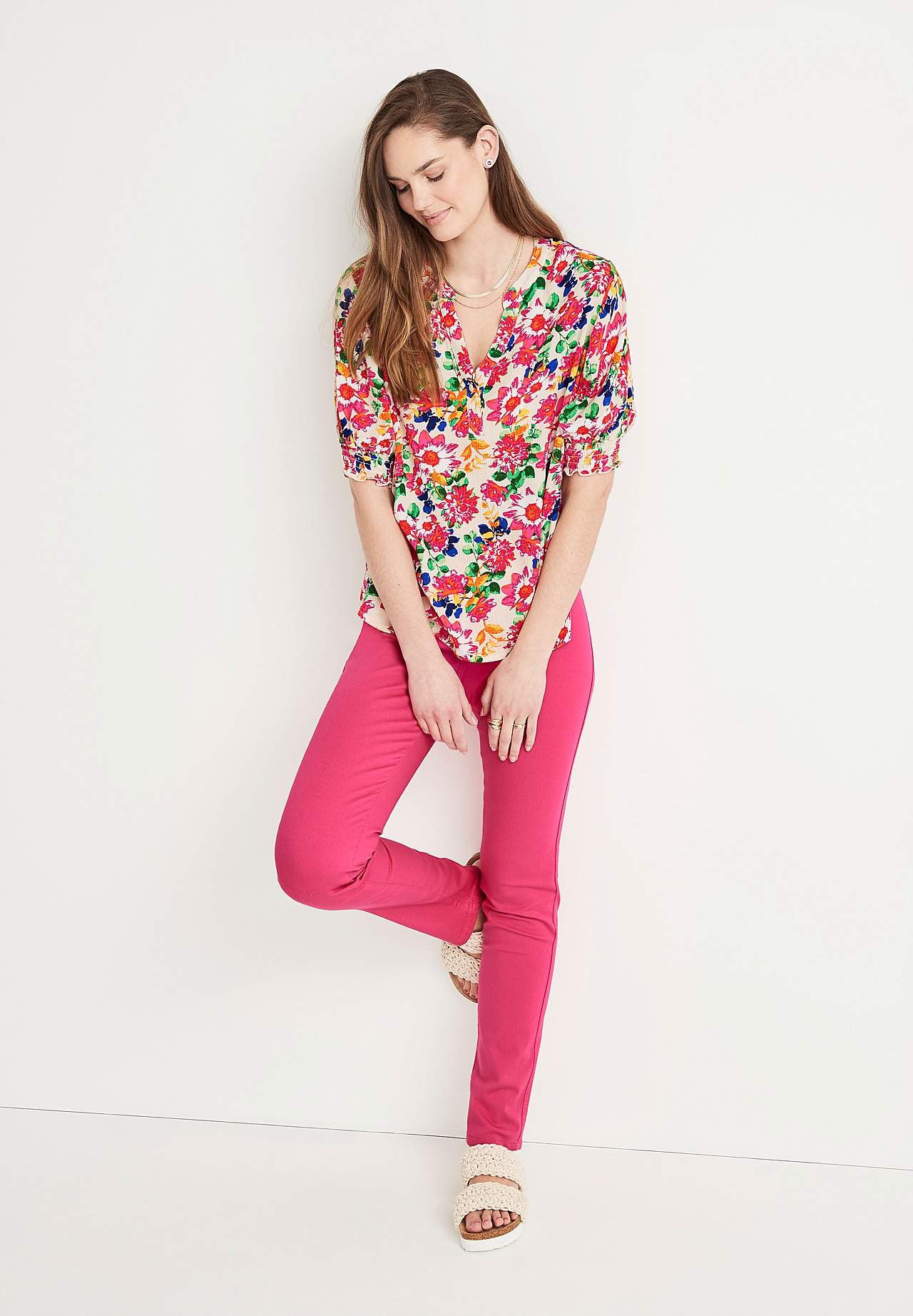 Crepe blus med smock Mia