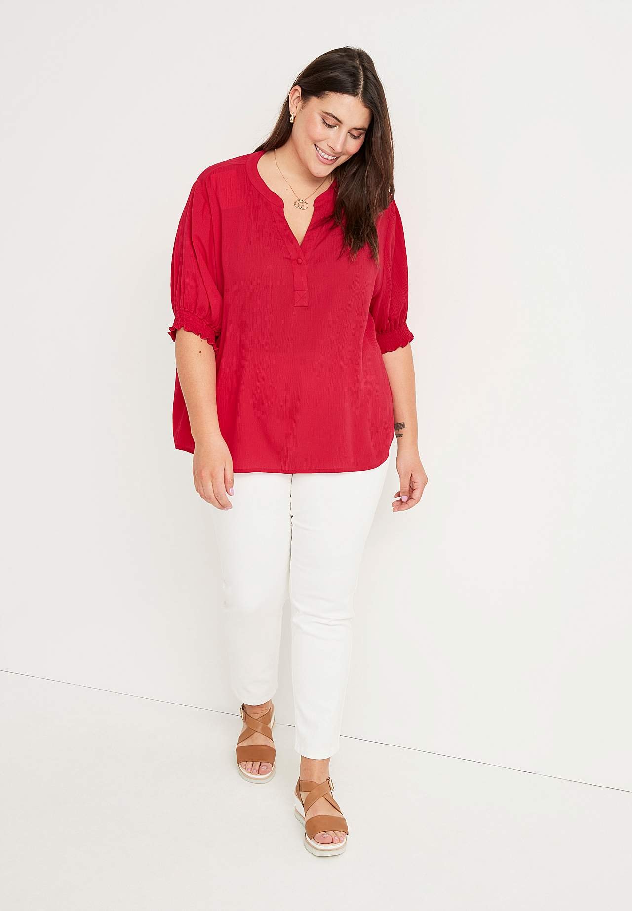 Crepe blus med smock Mia