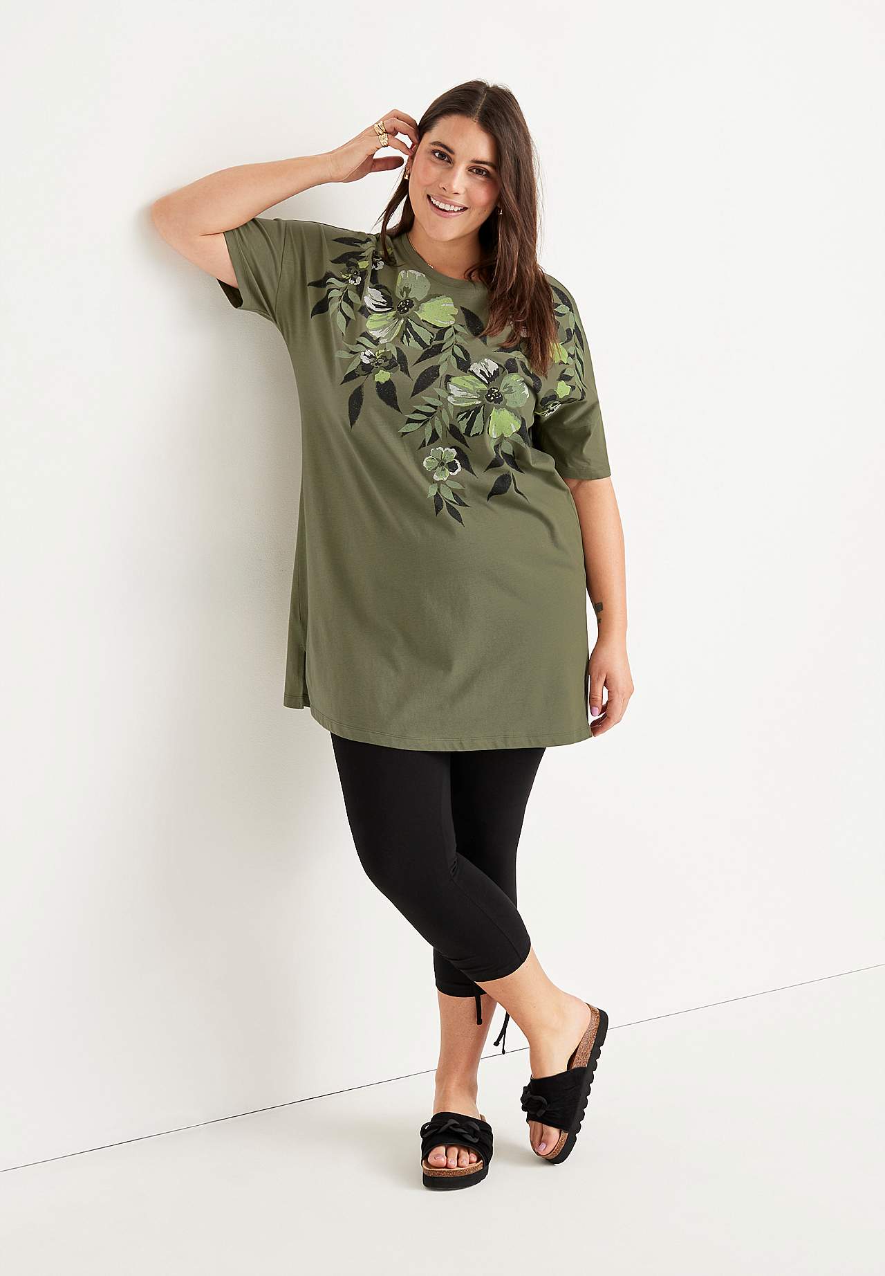 Caprileggings med dragsko i bensluten Astrid 2-pack