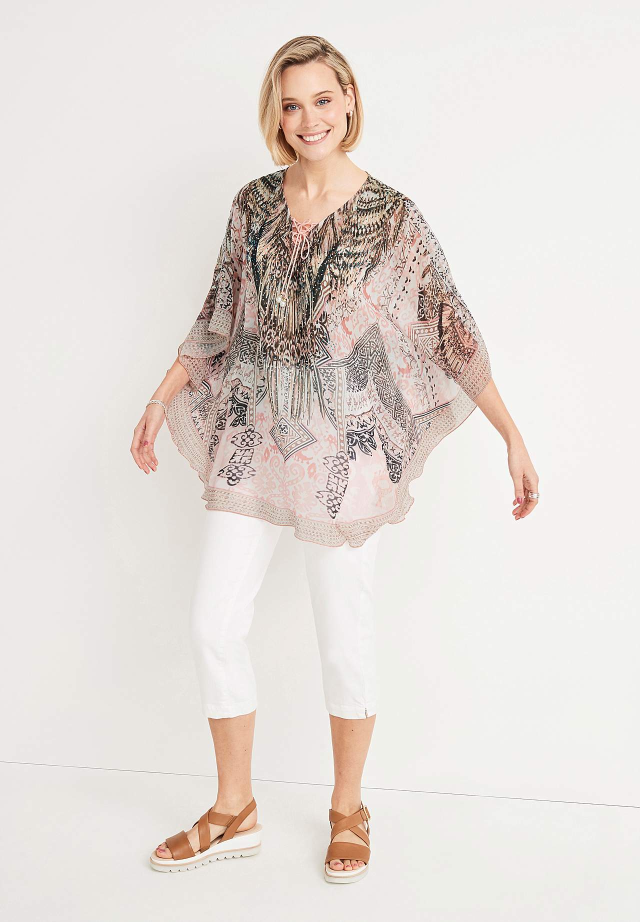 Mönstrad tunika med strass