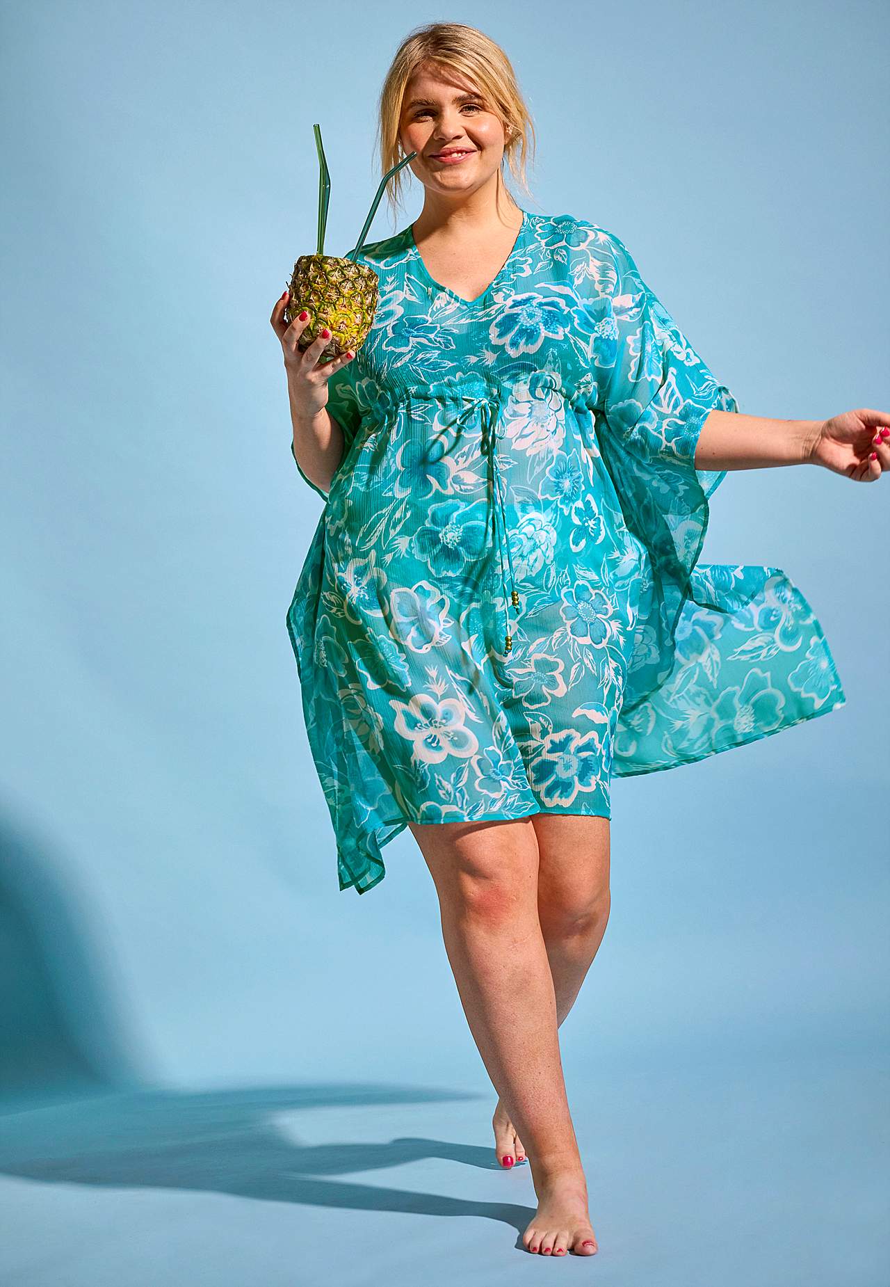 Blommönstrad strandkaftan