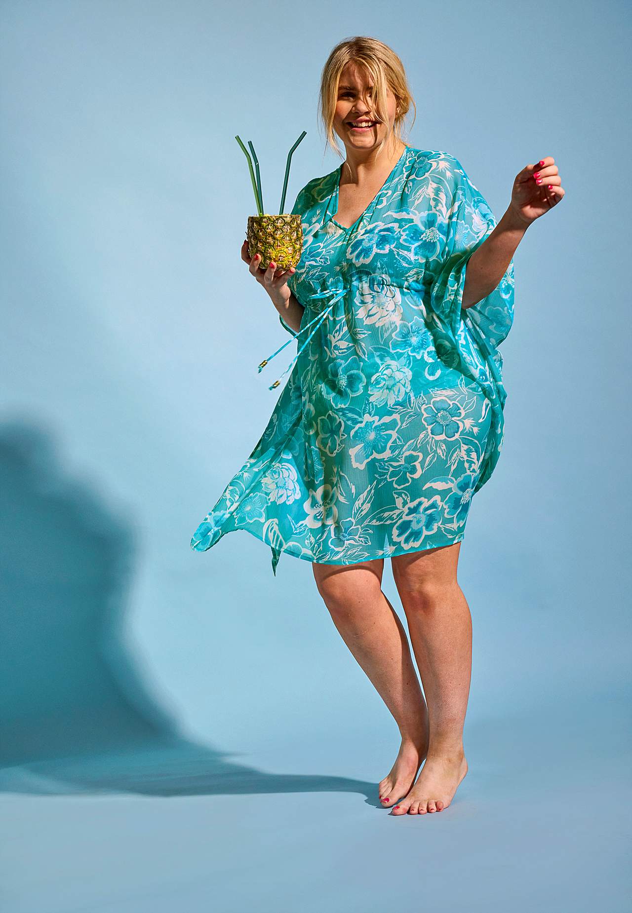 Blommönstrad strandkaftan