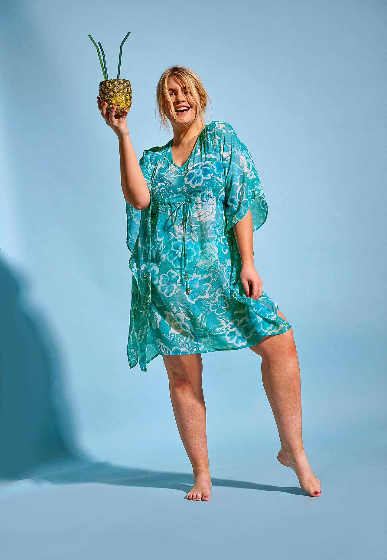 Blommönstrad strandkaftan