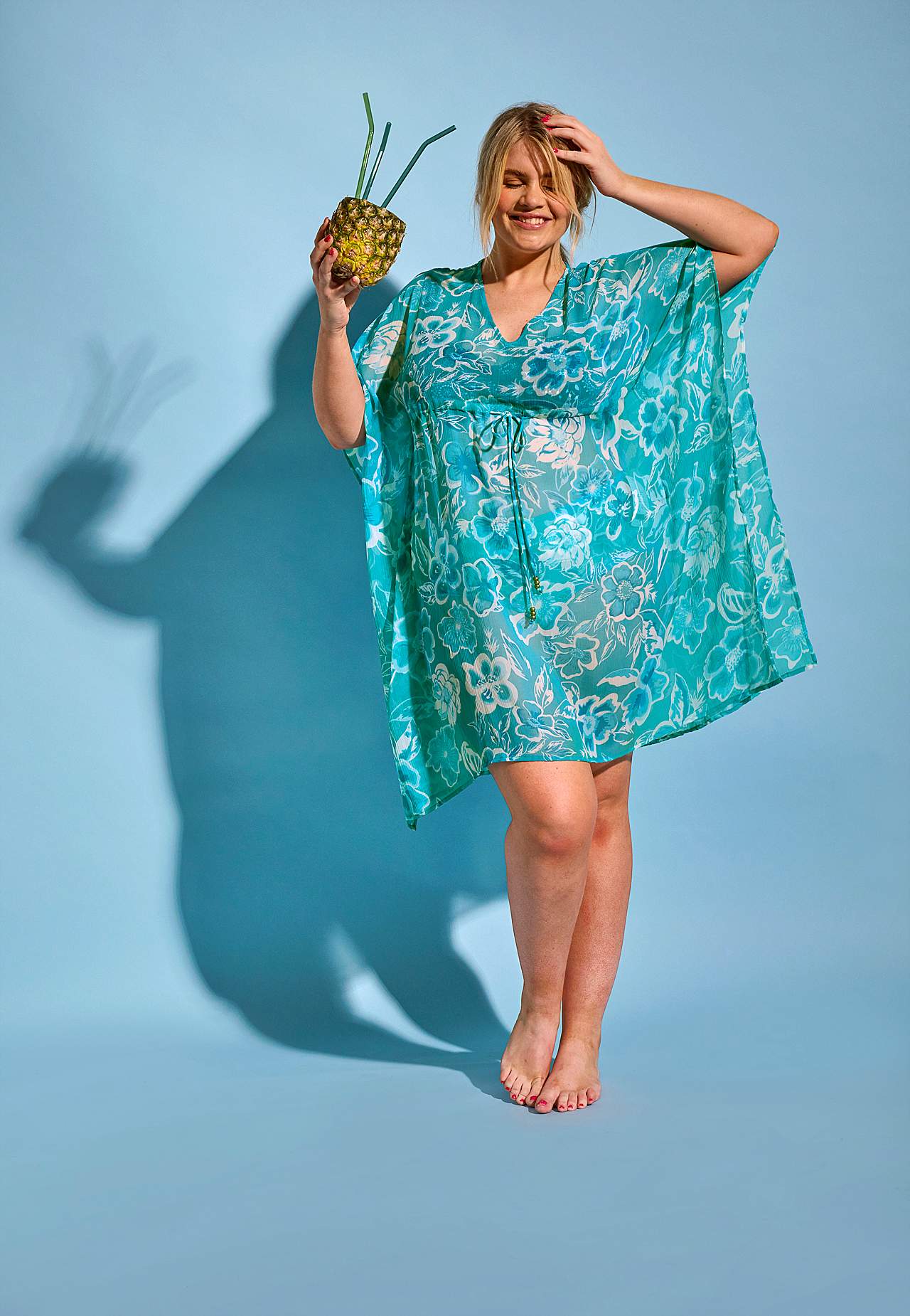 Blommönstrad strandkaftan