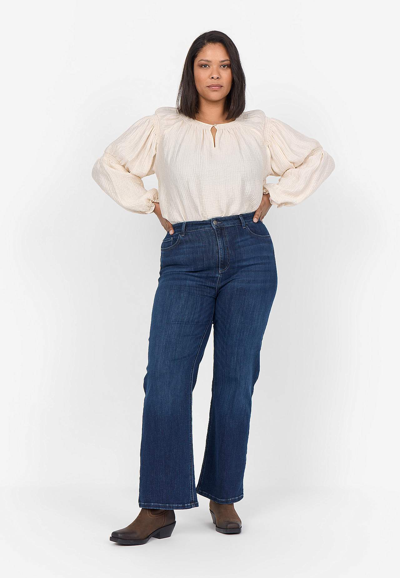 Vävd blus med smock