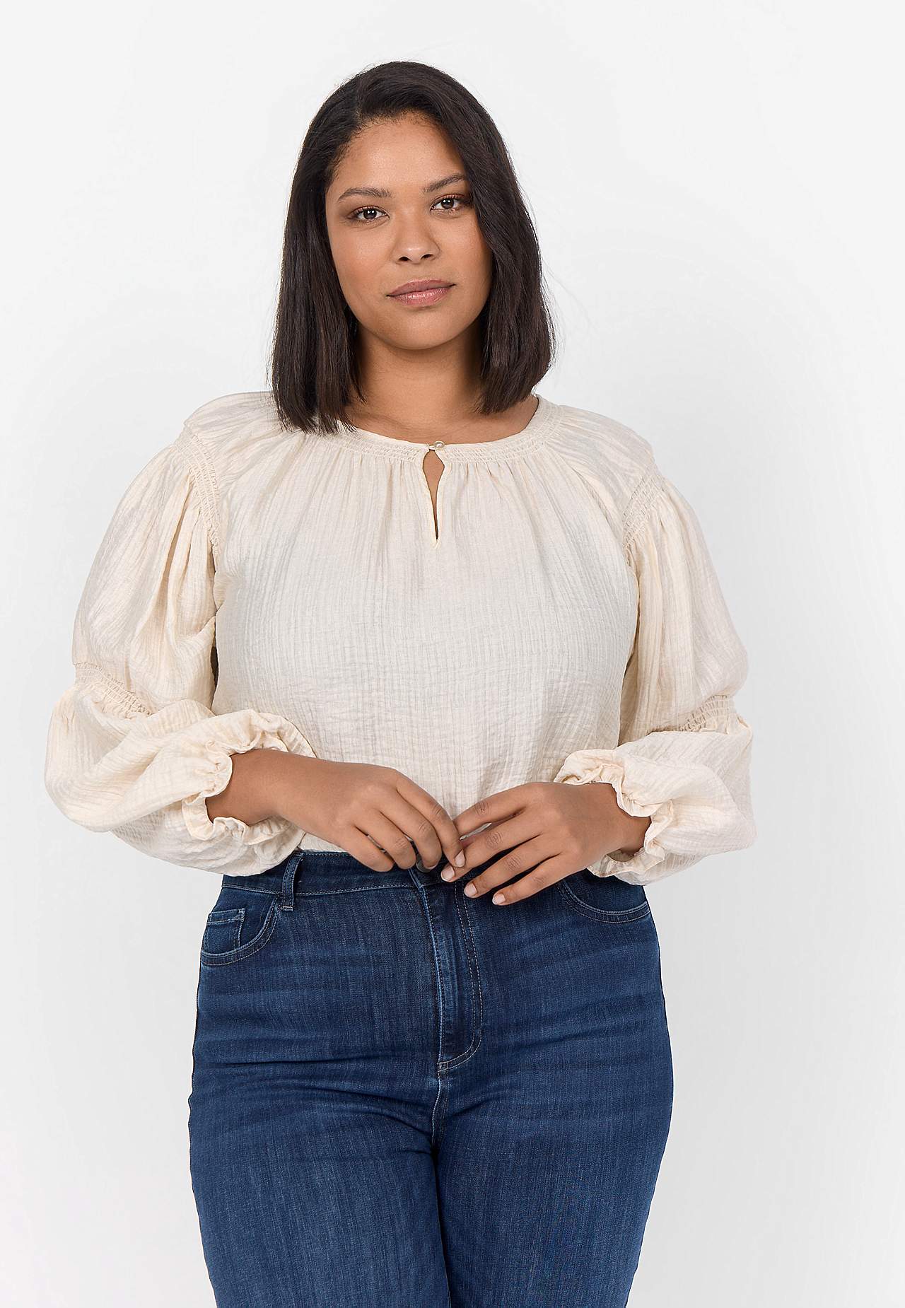 Vävd blus med smock