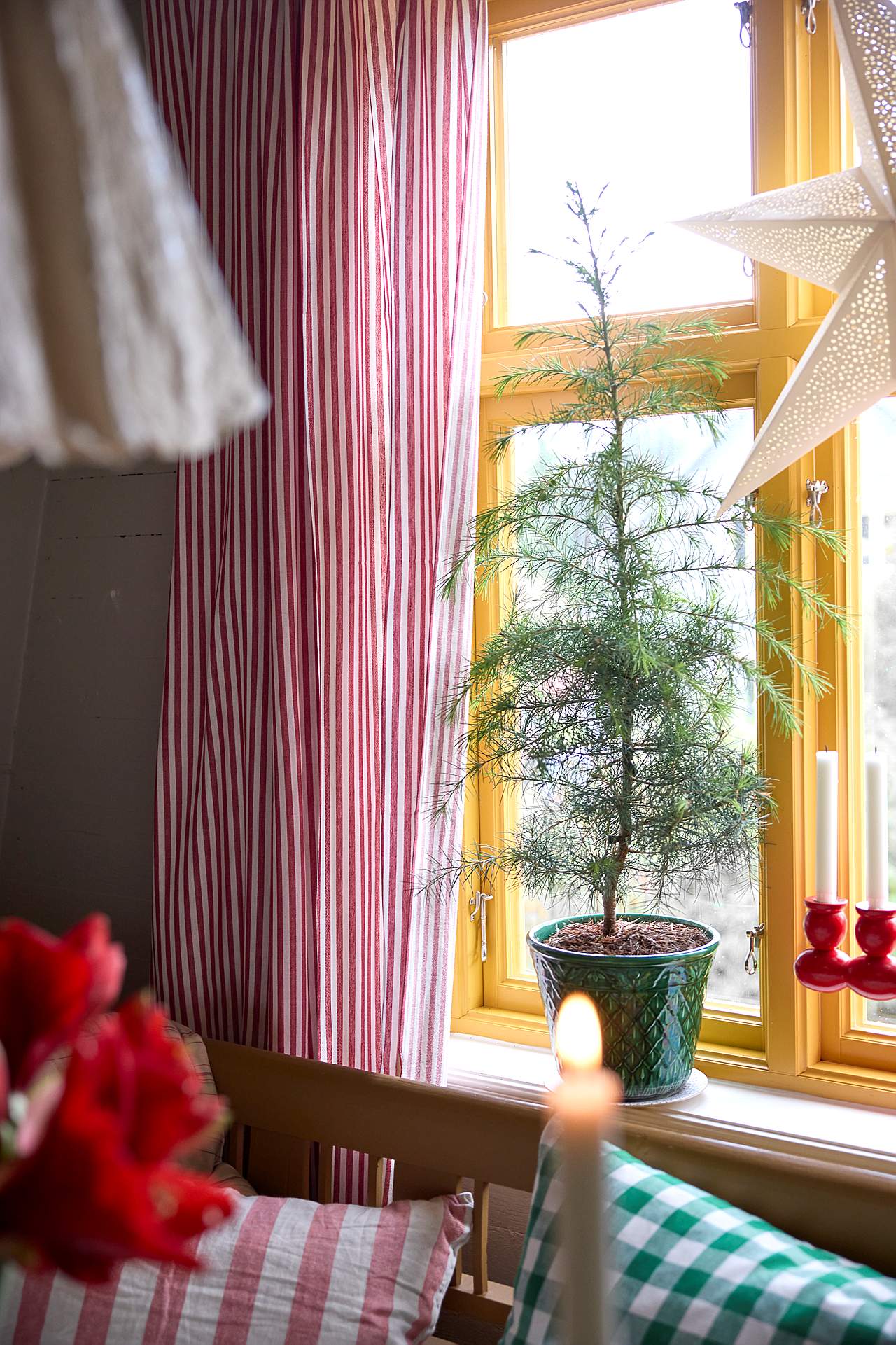 Vävda, randiga gardinlängder 2-pack