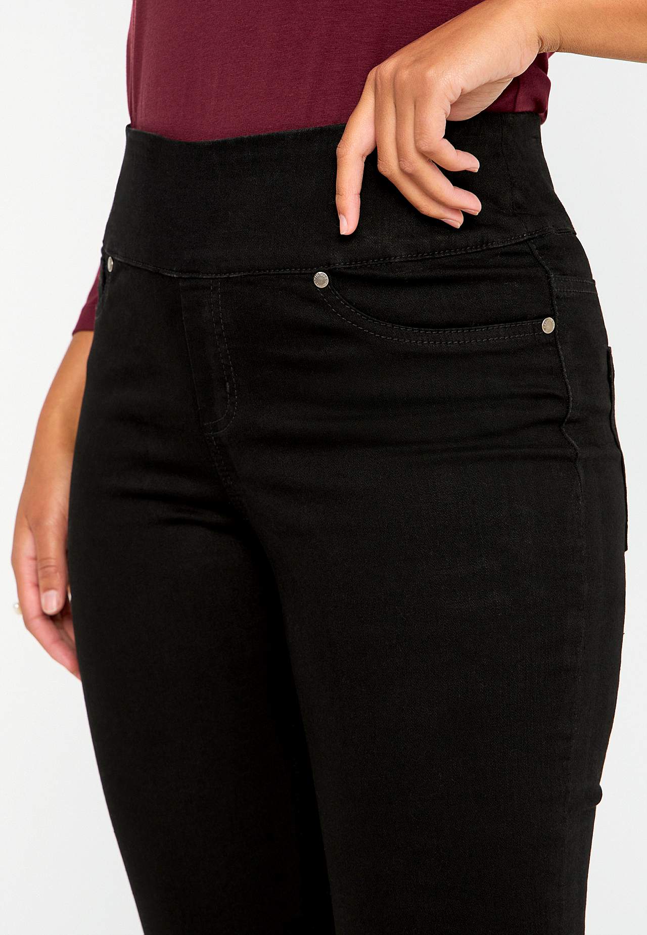 Stretchiga jeggings med hög resårmidja