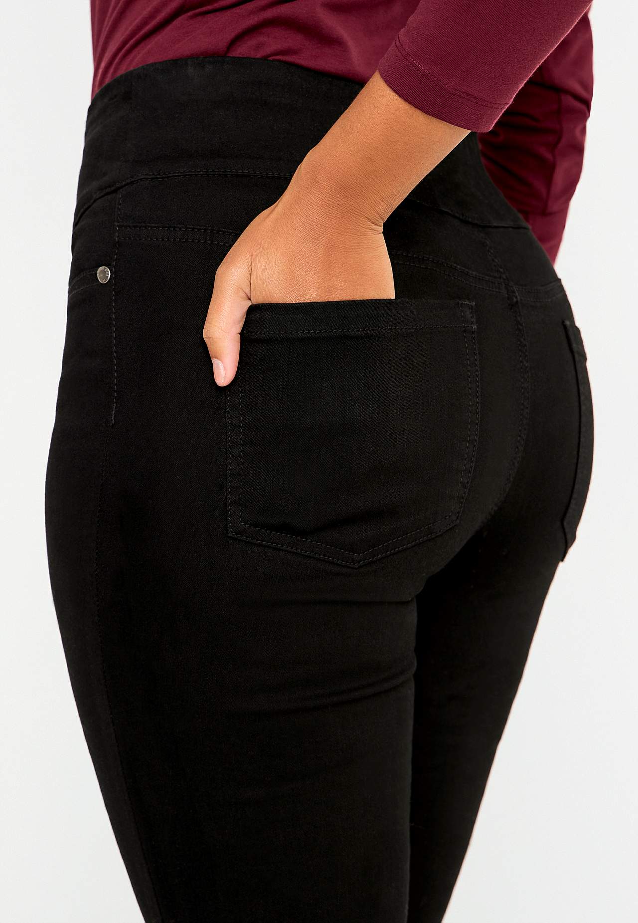 Stretchiga jeggings med hög resårmidja